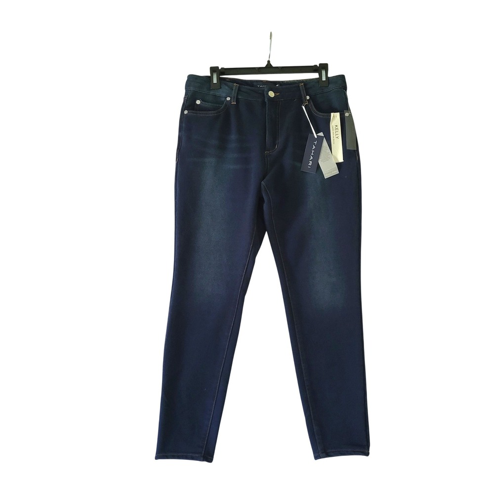 New Tahari Premium Dream Denim 12P Kelly Jeans Classic Mid Rise Skinny Dark Wash
